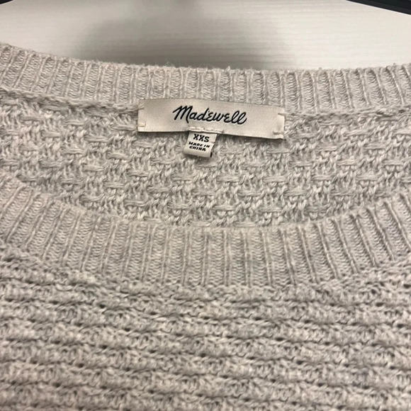 Madewell XXS Landmark Textured Sweater Crewneck Side Zipper Pullover Gray - Picture 4 of 6